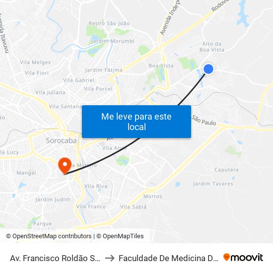 Av. Francisco Roldão Sanches, Sn to Faculdade De Medicina De Sorocaba map