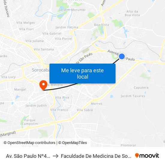 Av. São Paulo Nº4.460 to Faculdade De Medicina De Sorocaba map