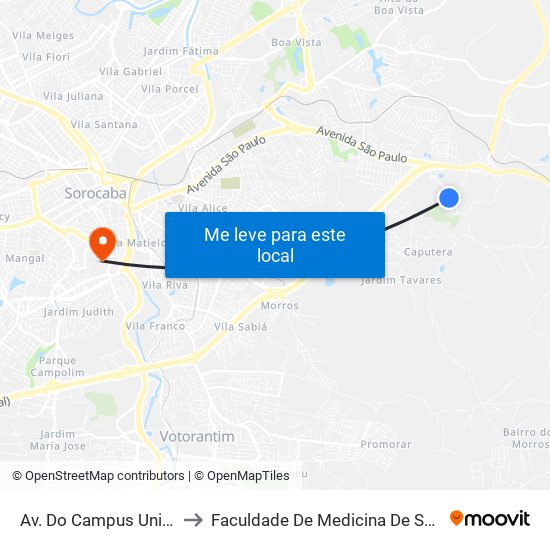 Av. Do Campus Uniso, Sn to Faculdade De Medicina De Sorocaba map