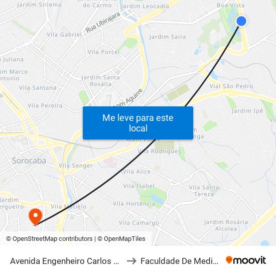 Avenida Engenheiro Carlos Reinaldo Mendes, 3101 to Faculdade De Medicina De Sorocaba map