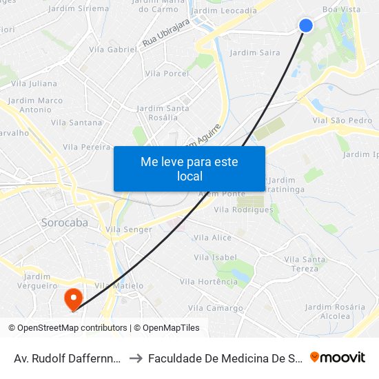 Av. Rudolf Daffernner, 601 to Faculdade De Medicina De Sorocaba map