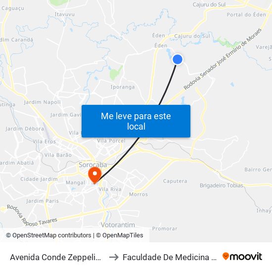 Avenida Conde Zeppelin, 1850-1852 to Faculdade De Medicina De Sorocaba map