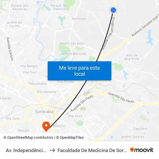 Av. Independência, Sn to Faculdade De Medicina De Sorocaba map