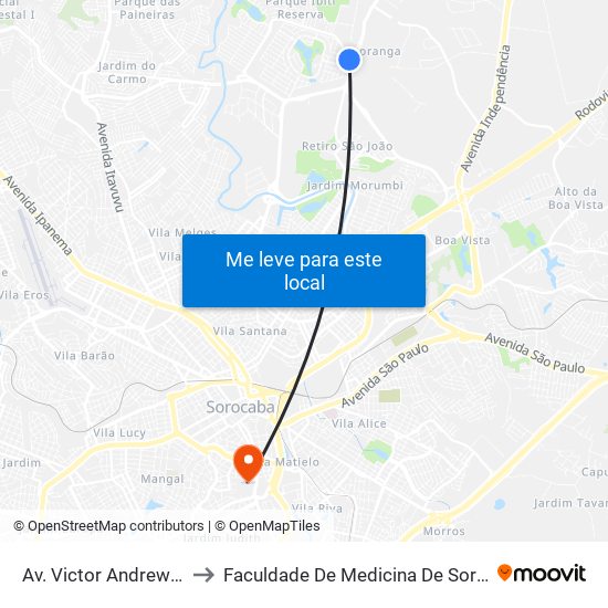 Av. Victor Andrews, Sn to Faculdade De Medicina De Sorocaba map