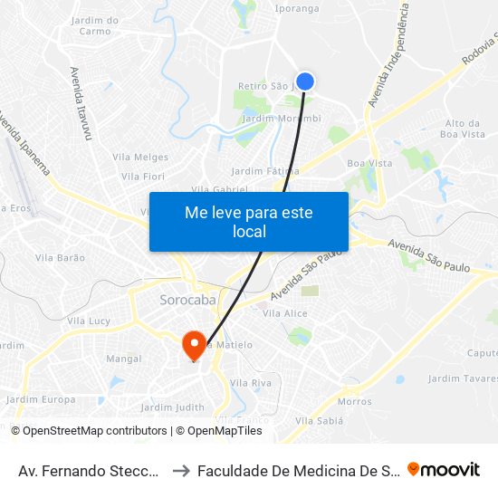 Av. Fernando Stecca, 1555 to Faculdade De Medicina De Sorocaba map