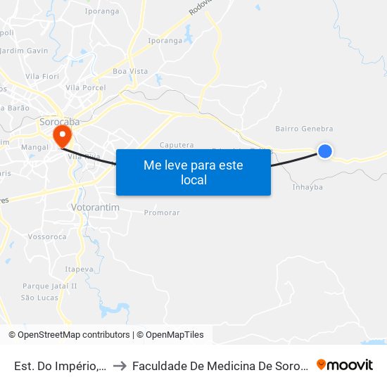 Est. Do Império, 14 to Faculdade De Medicina De Sorocaba map