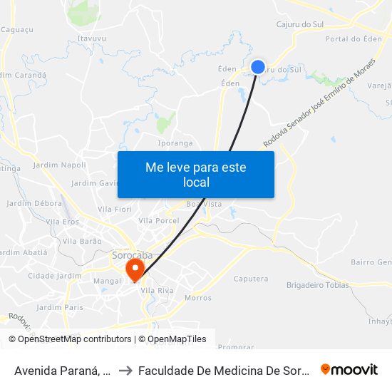 Avenida Paraná, 744 to Faculdade De Medicina De Sorocaba map