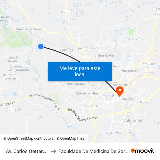 Av. Carlos Oetterer, Sn to Faculdade De Medicina De Sorocaba map