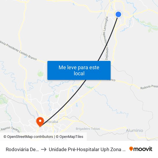 Rodoviária De Itu to Unidade Pré-Hospitalar Uph Zona Oeste map