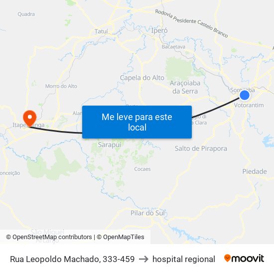 Rua Leopoldo Machado, 333-459 to hospital regional map