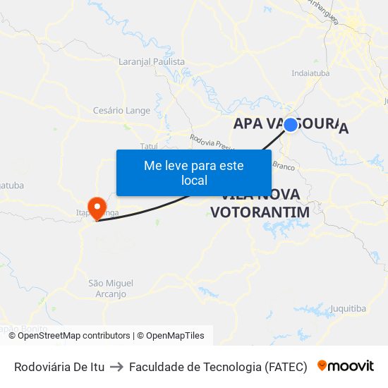 Rodoviária De Itu to Faculdade de Tecnologia (FATEC) map