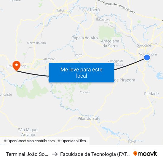 Terminal João Souto to Faculdade de Tecnologia (FATEC) map