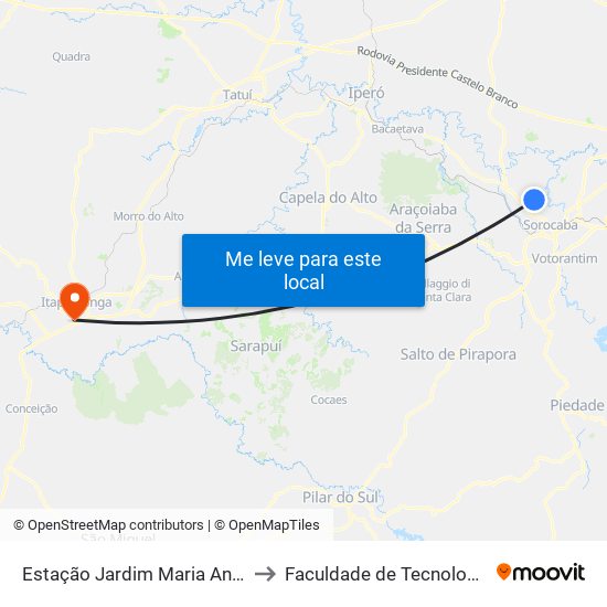 Estação Jardim Maria Antônia Prado to Faculdade de Tecnologia (FATEC) map