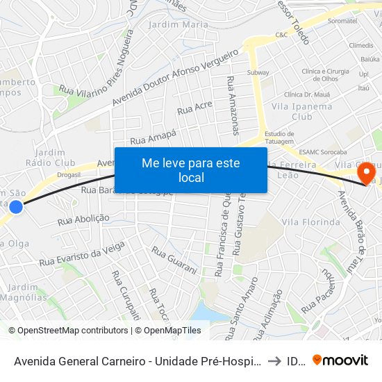 Avenida General Carneiro - Unidade Pré-Hospitalar Da Zona Oeste to IDS 2 map