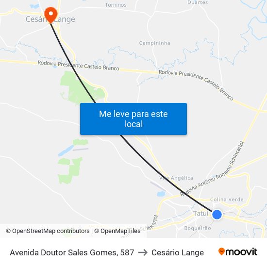 Avenida Doutor Sales Gomes, 587 to Cesário Lange map