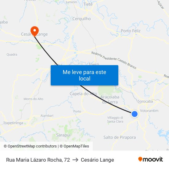 Rua Maria Lázaro Rocha, 72 to Cesário Lange map