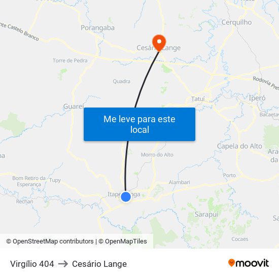 Virgílio 404 to Cesário Lange map