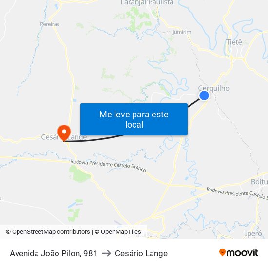 Avenida João Pilon, 981 to Cesário Lange map