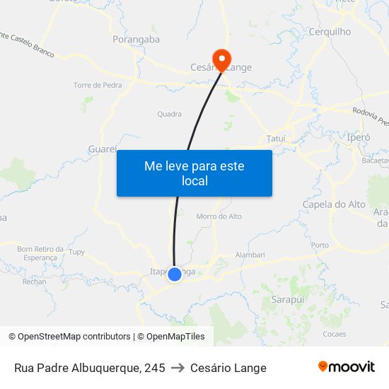 Rua Padre Albuquerque, 245 to Cesário Lange map