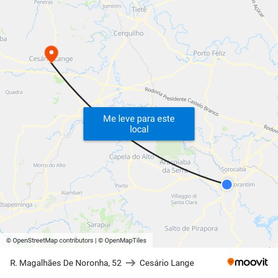 R. Magalhães De Noronha, 52 to Cesário Lange map