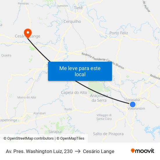 Av. Pres. Washington Luiz, 230 to Cesário Lange map