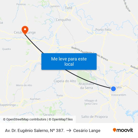 Av. Dr. Eugênio Salerno, Nº 387. to Cesário Lange map