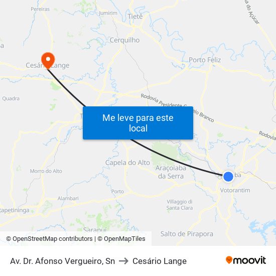 Av. Dr. Afonso Vergueiro, Sn to Cesário Lange map