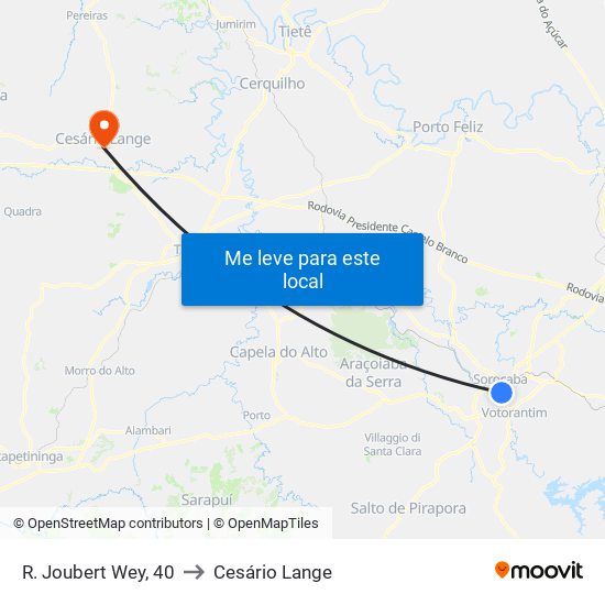 R. Joubert Wey, 40 to Cesário Lange map