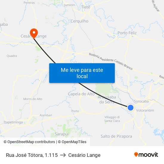 Rua  José Tótora, 1.115 to Cesário Lange map