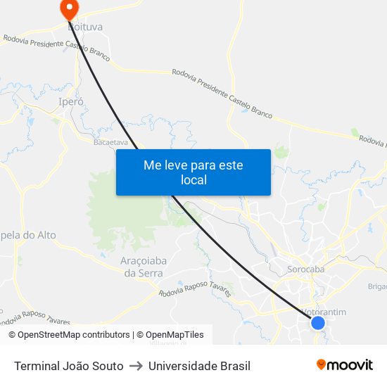 Terminal João Souto to Universidade Brasil map