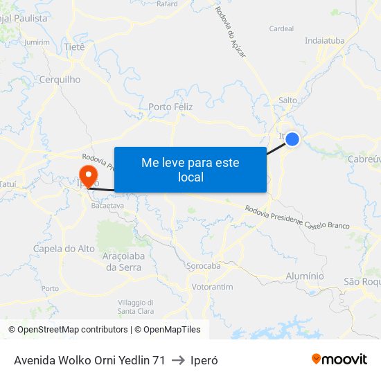 Avenida Wolko Orni Yedlin 71 to Iperó map