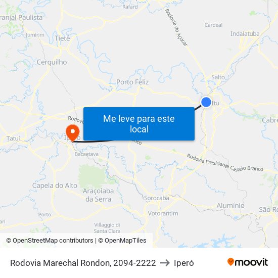 Rodovia Marechal Rondon, 2094-2222 to Iperó map