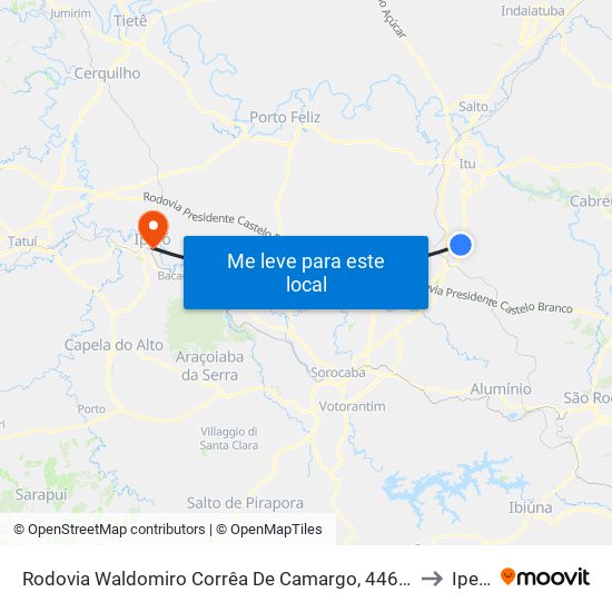 Rodovia Waldomiro Corrêa De Camargo, 4466-4802 to Iperó map