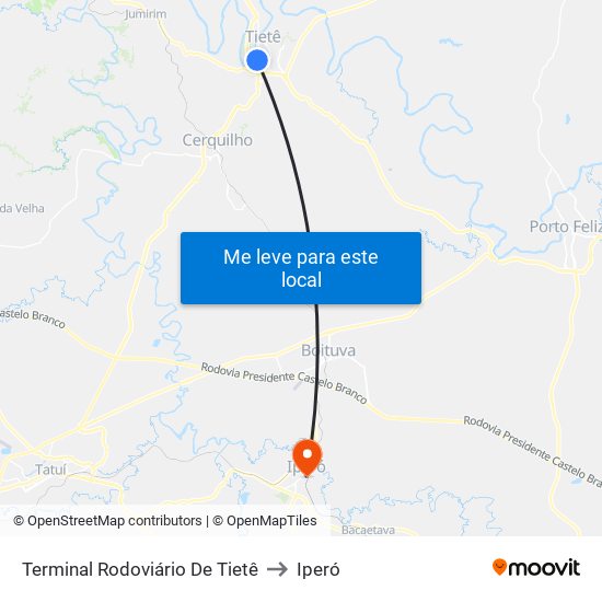 Terminal Rodoviário De Tietê to Iperó map