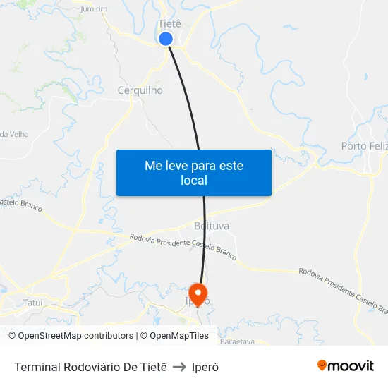 Terminal Rodoviário De Tietê to Iperó map
