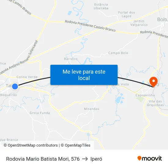 Rodovia Mario Batista Mori, 576 to Iperó map