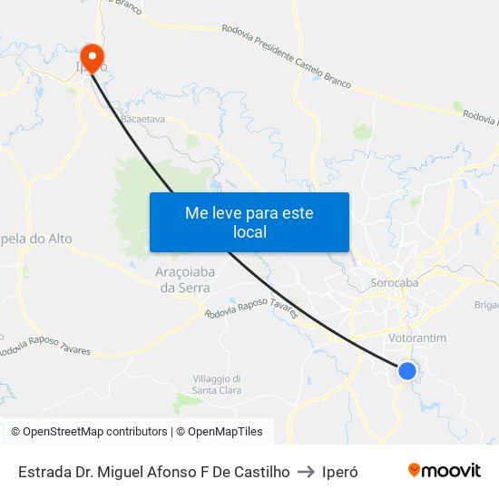 Estrada Dr. Miguel Afonso F De Castilho to Iperó map