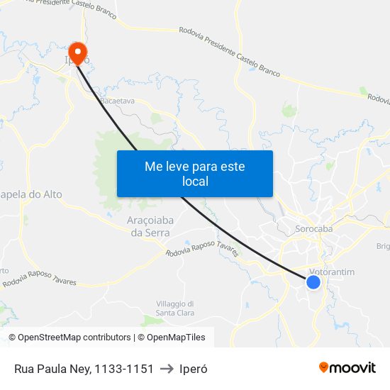 Rua Paula Ney, 1133-1151 to Iperó map