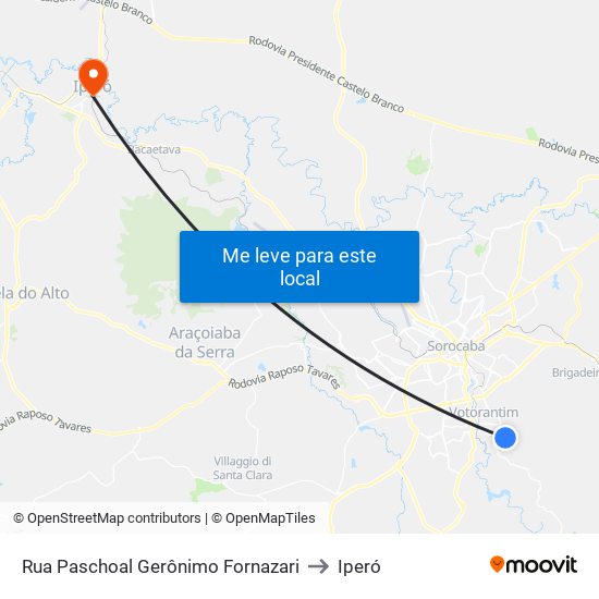 Rua Paschoal Gerônimo Fornazari to Iperó map