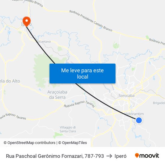 Rua Paschoal Gerônimo Fornazari, 787-793 to Iperó map