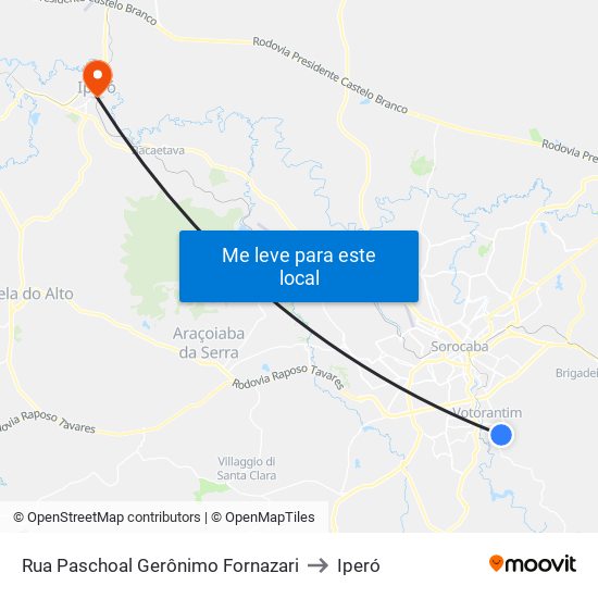 Rua Paschoal Gerônimo Fornazari to Iperó map