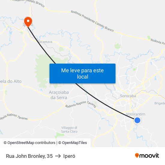 Rua John Bronley, 35 to Iperó map