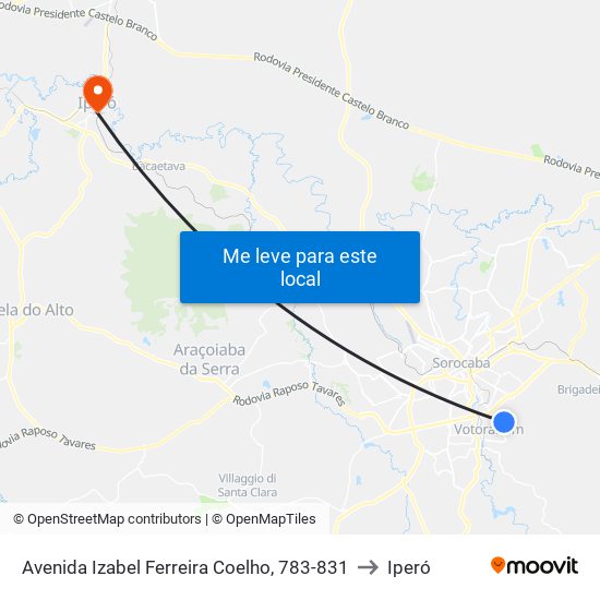 Avenida Izabel Ferreira Coelho, 783-831 to Iperó map