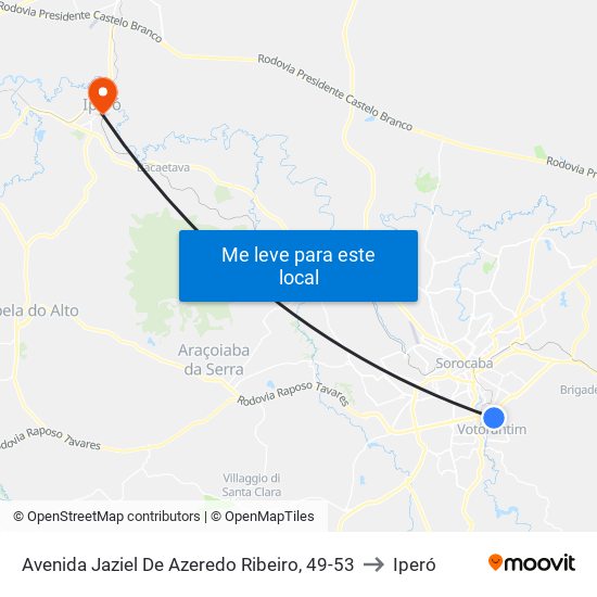 Avenida Jaziel De Azeredo Ribeiro, 49-53 to Iperó map