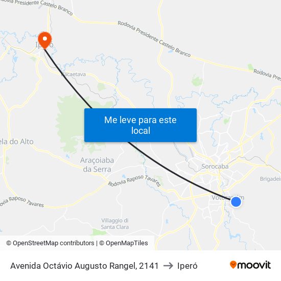 Avenida Octávio Augusto Rangel, 2141 to Iperó map