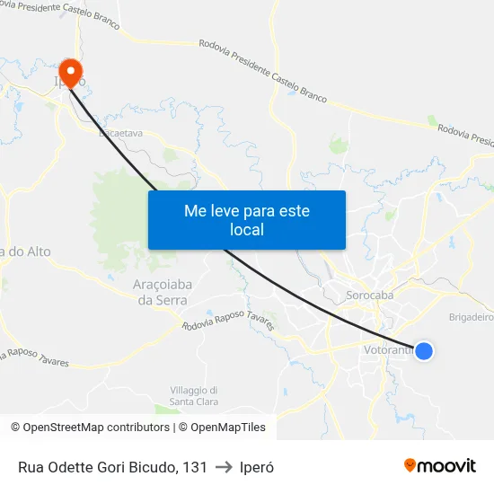 Rua Odette Gori Bicudo, 131 to Iperó map