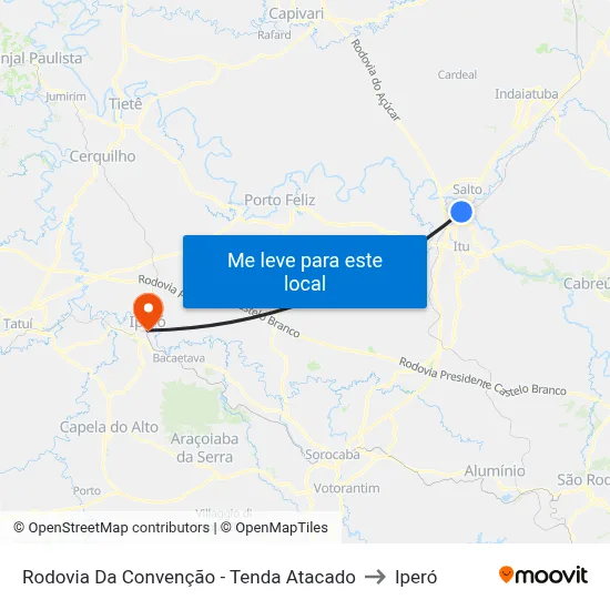 Rodovia Da Convenção - Tenda Atacado to Iperó map