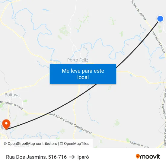 Rua Dos Jasmins, 516-716 to Iperó map