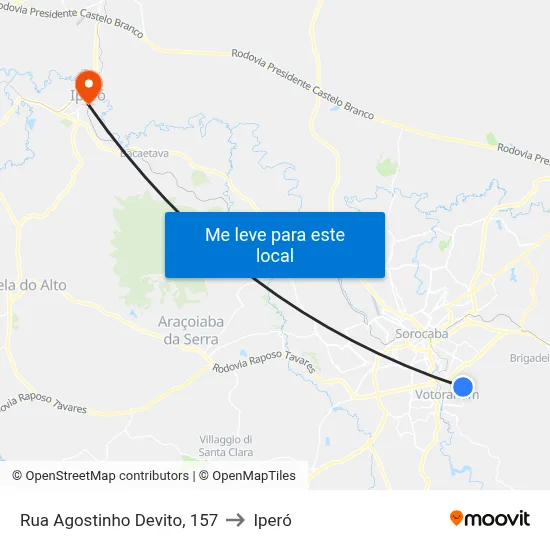 Rua Agostinho Devito, 157 to Iperó map