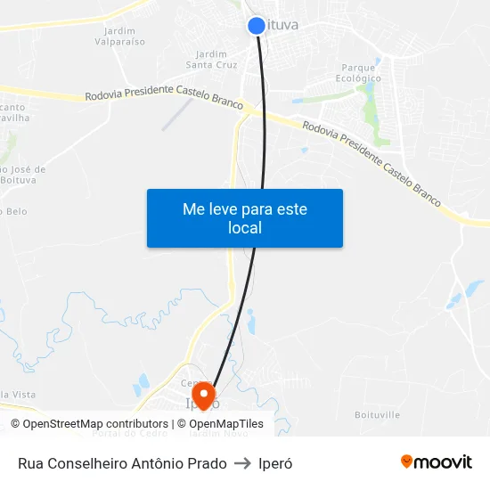 Rua Conselheiro Antônio Prado to Iperó map